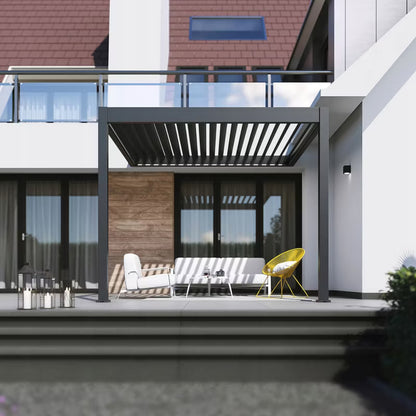 Vægmonteret Pergola 3x3 m Antracit med LED