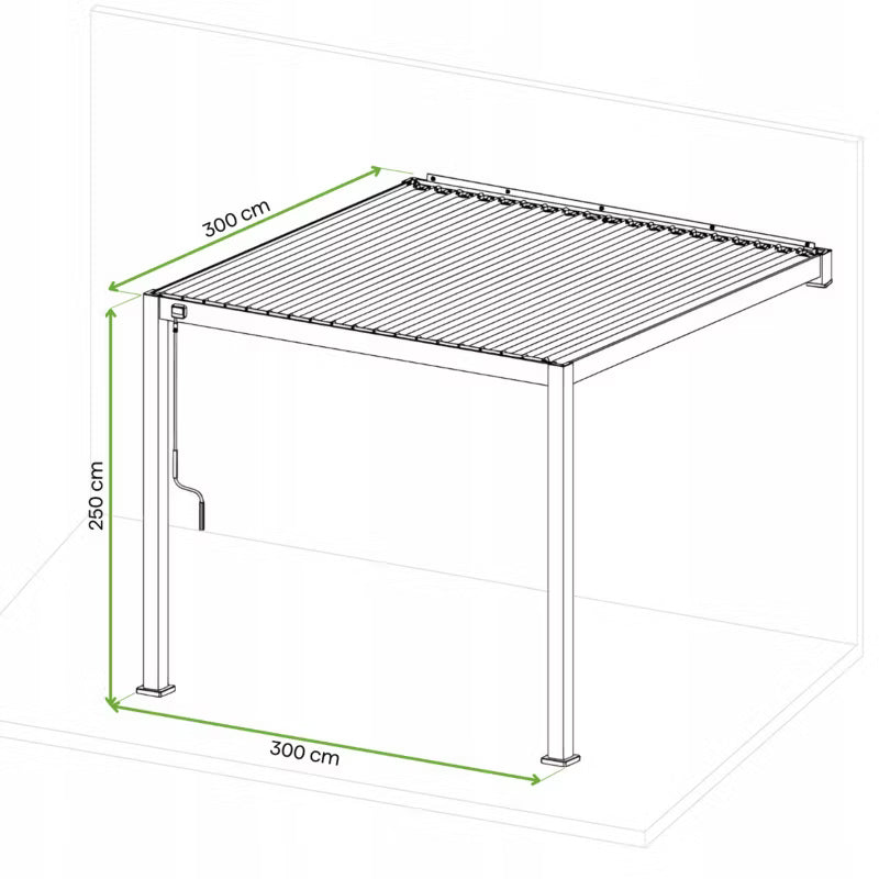 Vægmonteret Pergola 3x3 m Antracitgrå