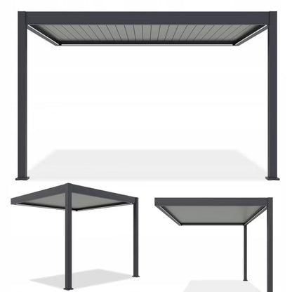 Vægmonteret Pergola 3x4 m Aluminium med LED