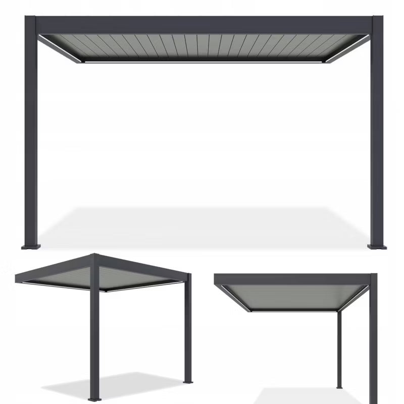 Vægmonteret Pergola 3x4 m Aluminium med LED