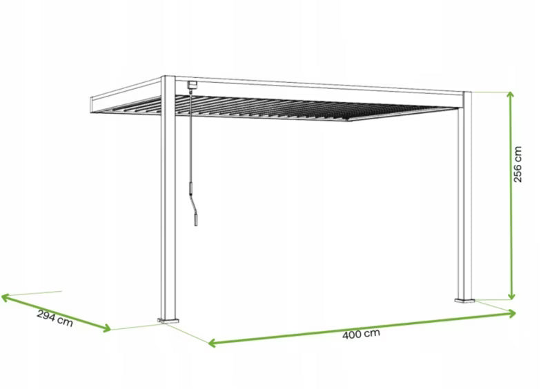 Vægmonteret Pergola 3x4 m Aluminium med LED