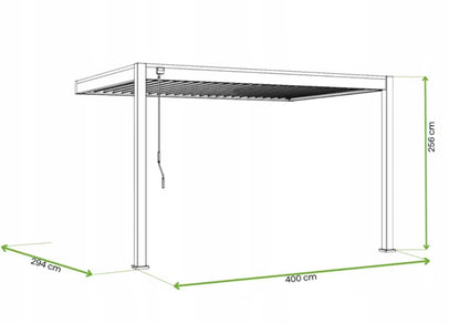 Vægmonteret Pergola 3x4 m Aluminium med LED
