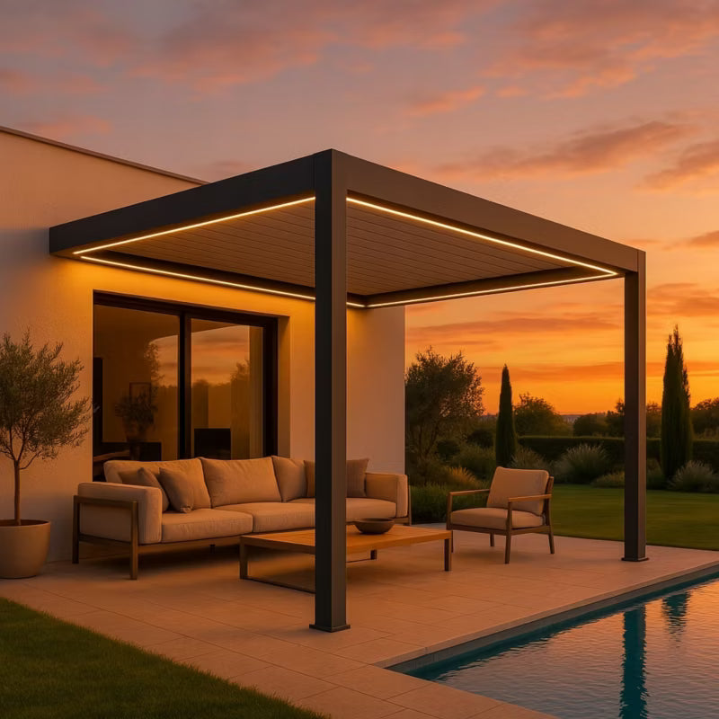 Vægmonteret Pergola 3x4 m Aluminium med LED
