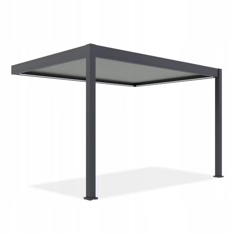 Vægmonteret Pergola 3x4 m Aluminium med LED