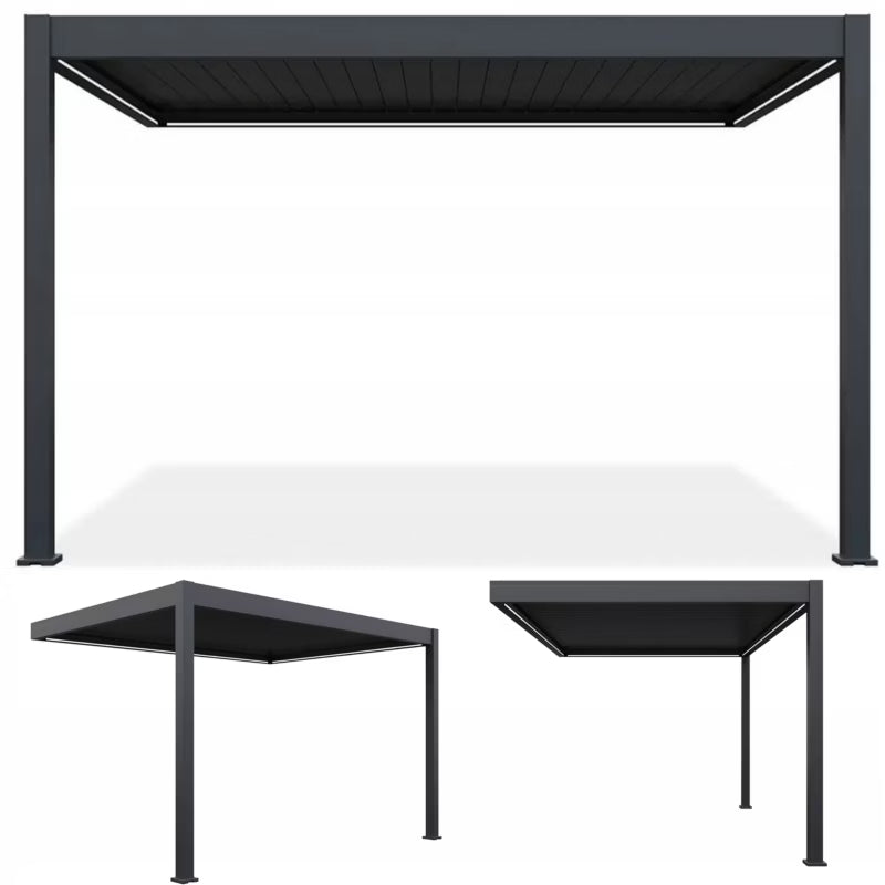 Vægmonteret Pergola 3x4 m Antracit med LED