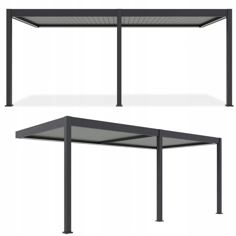 Vægmonteret Pergola 3x6 m Aluminium med LED