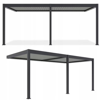 Vægmonteret Pergola 3x6 m Aluminium med LED