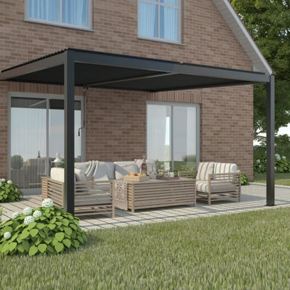 Vægmonteret Pergola 4x3x2,5 m med LED Antracit