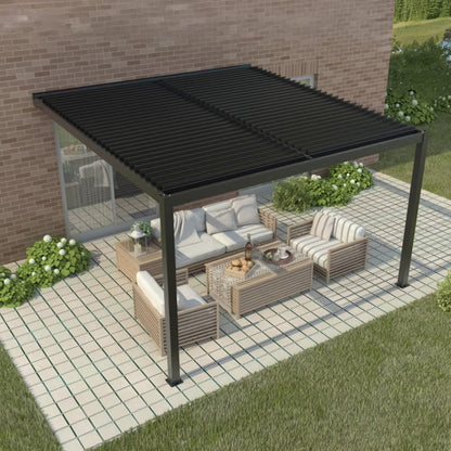 Vægmonteret Pergola 4x3x2,5 m med LED Antracit