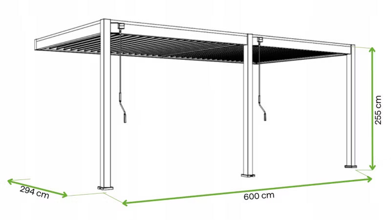 Vægmonteret Pergola Elegance 3x6 m Antracit Aluminium