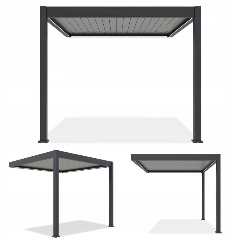 Vægmonteret Pergola Elegance Wall 3x3 m Antracit med LED