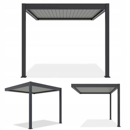 Vægmonteret Pergola Elegance Wall 3x3 m Antracit med LED