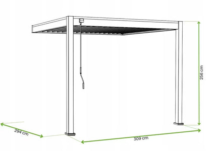 Vægmonteret Pergola Elegance Wall 3x3 m Antracit med LED