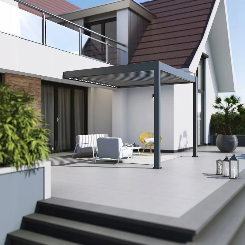Vægmonteret Pergola Elegance Wall 3x3 m Antracit med LED
