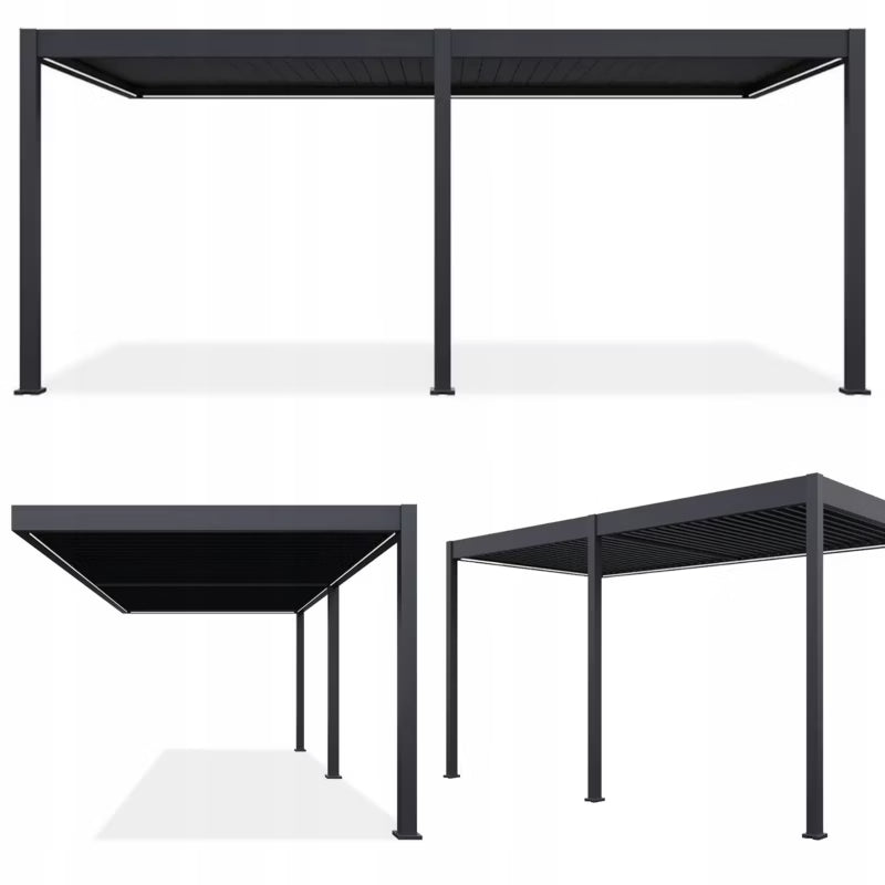 Vægmonteret Pergola Elegance Wall 3x6 m med LED Antracit