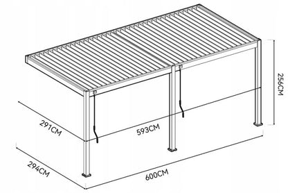 Vægmonteret Pergola Elegance Wall 3x6 m Hvid