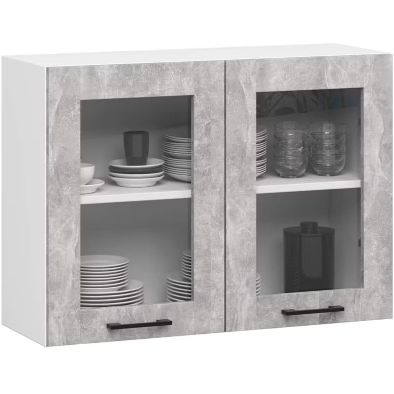 Vægmonteret Vitrineskab 80x30,5 cm Hvid Beton