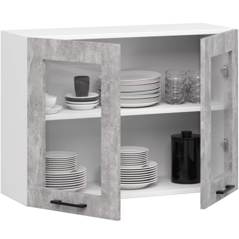 Vægmonteret Vitrineskab 80x30,5 cm Hvid Beton