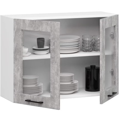 Vægmonteret Vitrineskab 80x30,5 cm Hvid Beton