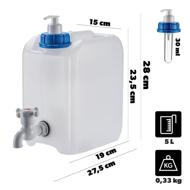 Vanddunk med Hane og Sæbedispenser 5 Liter