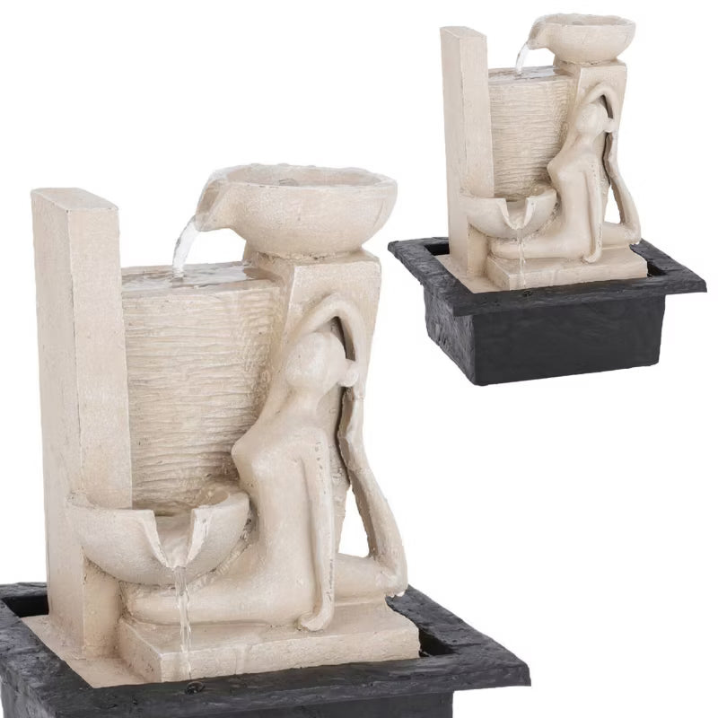 Vandfontæne Yogakvinde 22x18x29 cm Beige med LED-lys