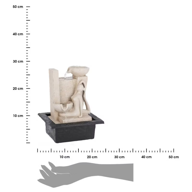 Vandfontæne Yogakvinde 22x18x29 cm Beige med LED-lys