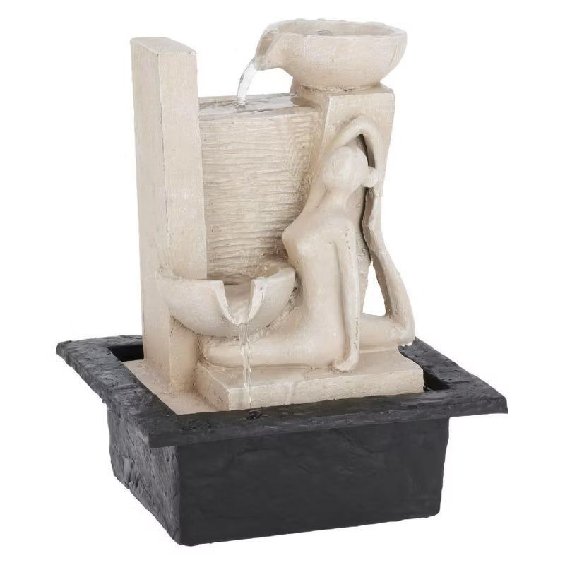 Vandfontæne Yogakvinde 22x18x29 cm Beige med LED-lys
