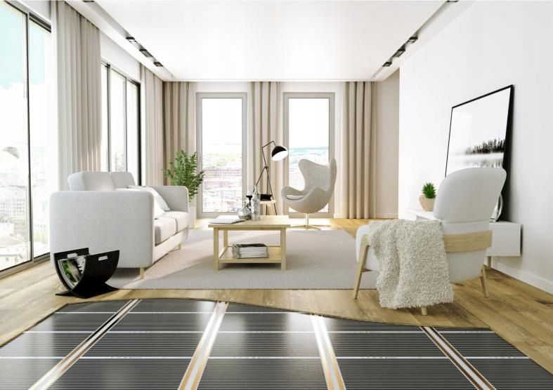 Varmefolie Infrarød 100 cm 4 m² 220W med TF-H5 Termostat Sort