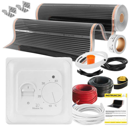 Varmefoliesæt Silver 160W 100 cm 2 m² med Aries Termostat Hvid