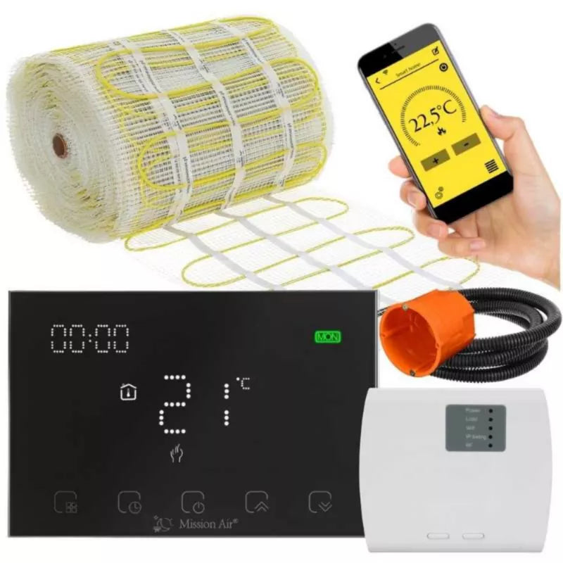 Varmemåtte MA-160 20 m² med Gemini Termostat Sort