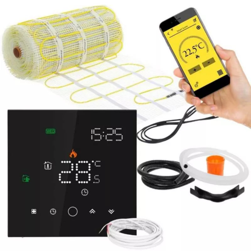 Varmemåtte MA-160 6 m² til Fliser med Termostat Sort