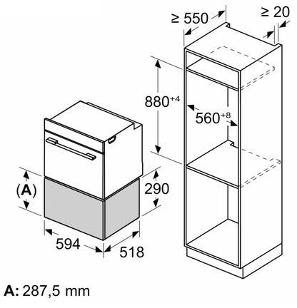 Varmeskuffe BI710D1B1 29 cm Sort 54 L