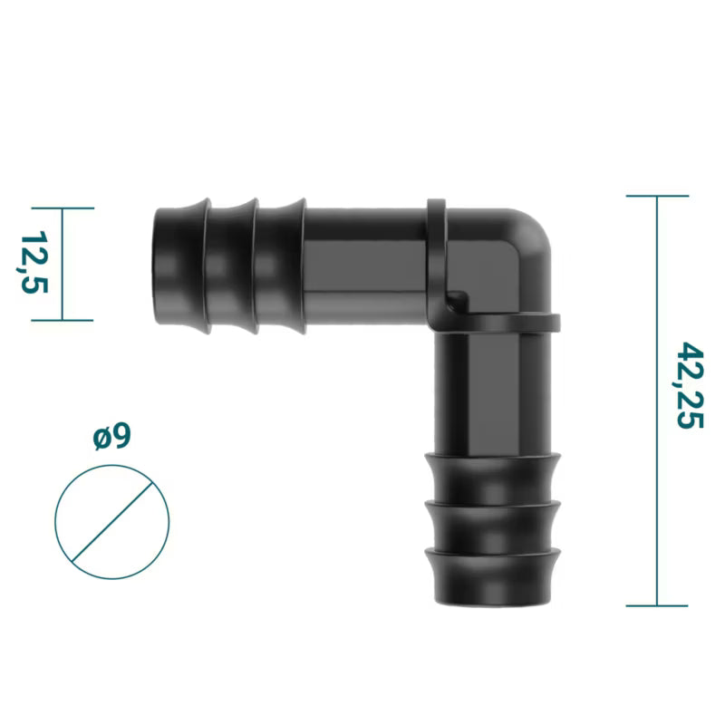 Vinkelkobling til Drypslange 16 mm 50 Stk. Sort