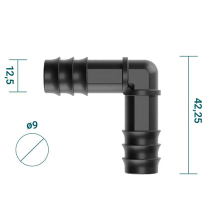 Vinkelkobling til Drypslange 16 mm 50 Stk. Sort