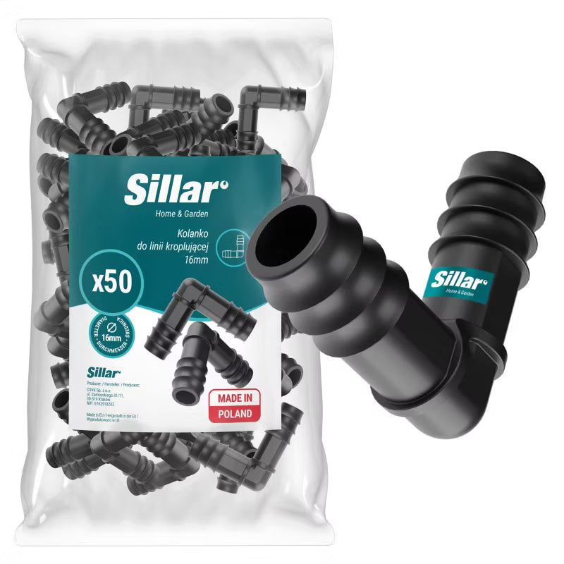 Vinkelkobling til Drypslange 16 mm 50 Stk. Sort