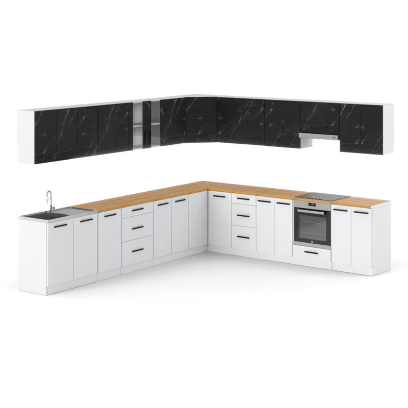 Vinkelkøkken Rossa 680 cm med Bordplade Hvid Mat