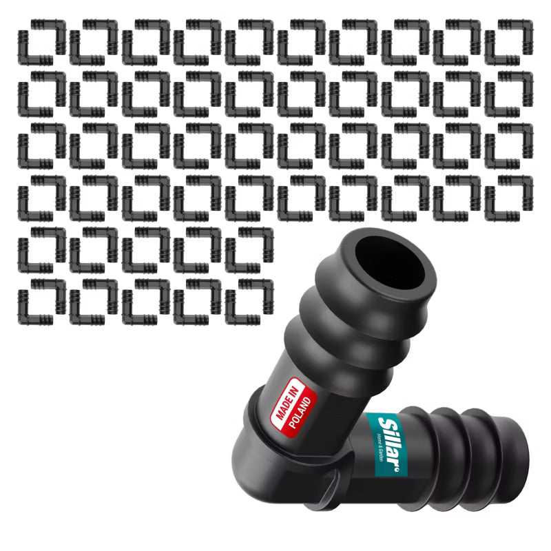 Vinkelstykke til Drypslange 16 mm 100 Stk. Sort