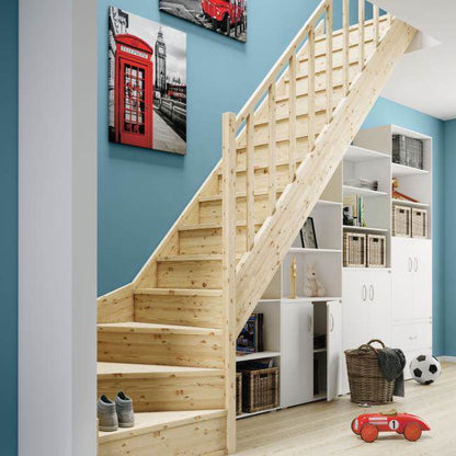 Vinkeltrappe EQD 080RC 82x300 cm Højrevendt Gran