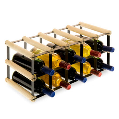 Vinreol 10 Flasker 52,5x24,5x22,5 cm Sort og Natur