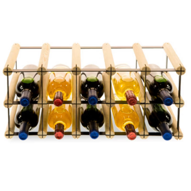Vinreol 10 Flasker 52,5x24,5x22,5 cm Sort og Natur