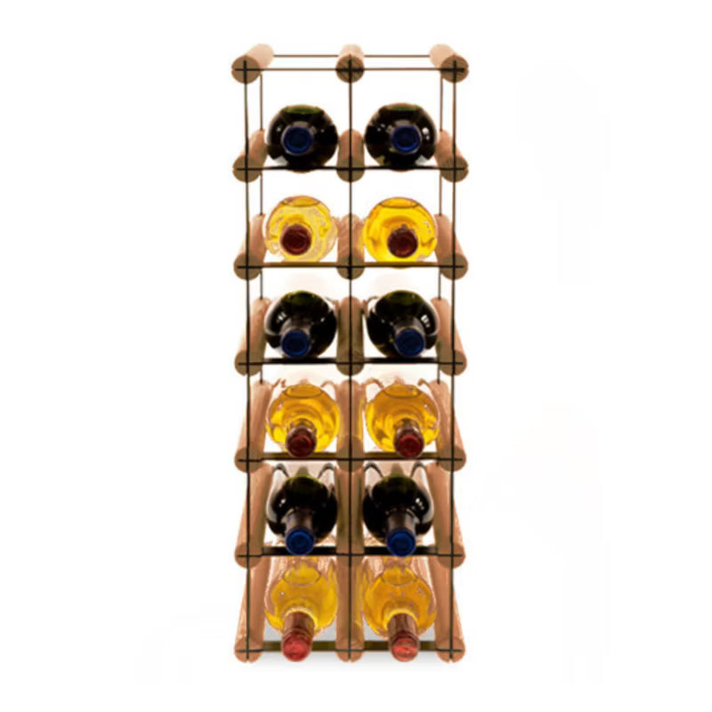 Vinreol 12 Flasker 22,5x24,5x62,5 cm Brun Træ Sort Metal