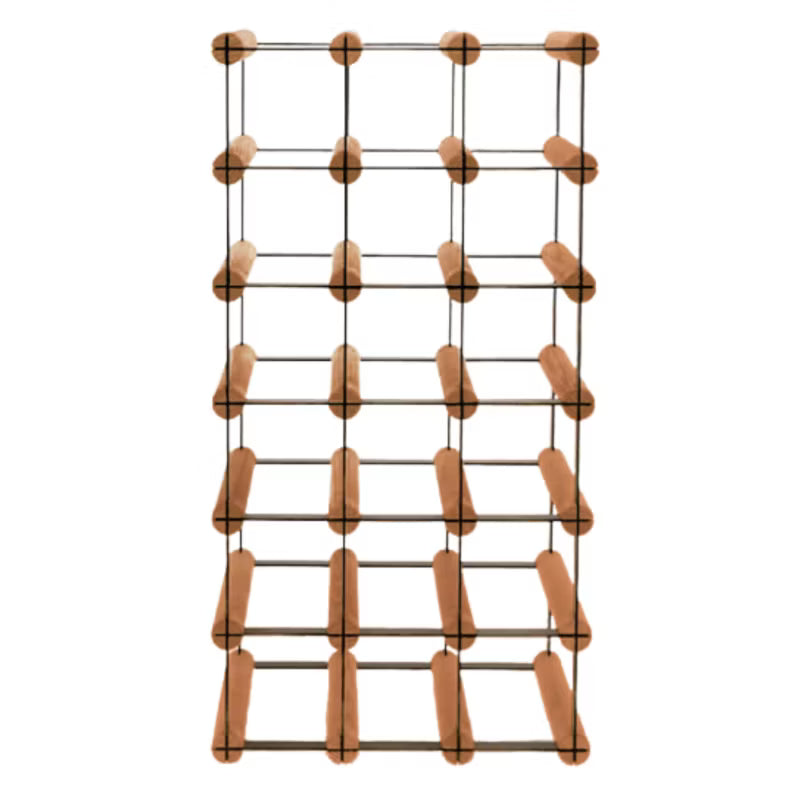 Vinreol 18 Flasker 32,5x24,5x62,5 cm Brun Træ og Sort Stål