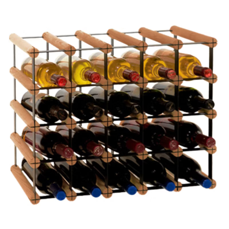Vinreol 20 Flasker 52,5x42,5 cm Brun Træ Sort Metal