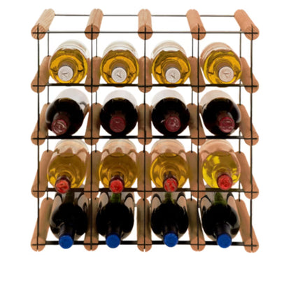 Vinreol 42,5x42,5 cm Brun Træ Sort Metal 16 Flasker