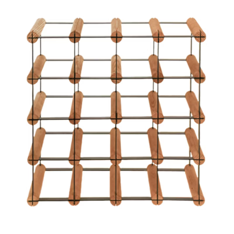 Vinreol 42,5x42,5 cm Brun Træ Sort Metal 16 Flasker