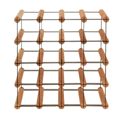 Vinreol 42,5x42,5 cm Brun Træ Sort Metal 16 Flasker