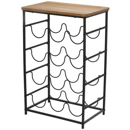 Vinreol 42x26x60 cm Sort Metal med Akacietop