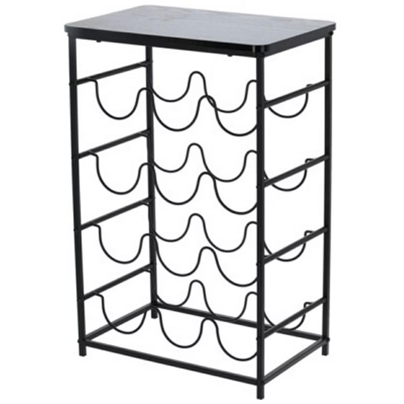 Vinreol 42x26x60 cm Sort Metal med Bordplade