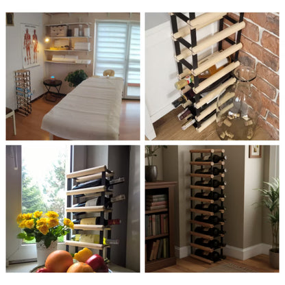 Vinreol 52,5x92,5 cm Brun Træ og Sort Metal 45 Flasker