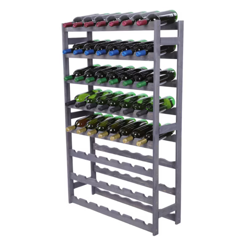 Vinreol 56 Flasker 118x72x25 cm Grå Fyrretræ